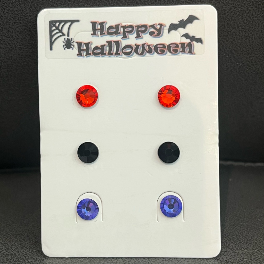 Crystal Post Earrings - Happy Halloween